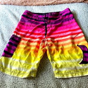 Multi colored Hurley swimming trunks with pocket size 16